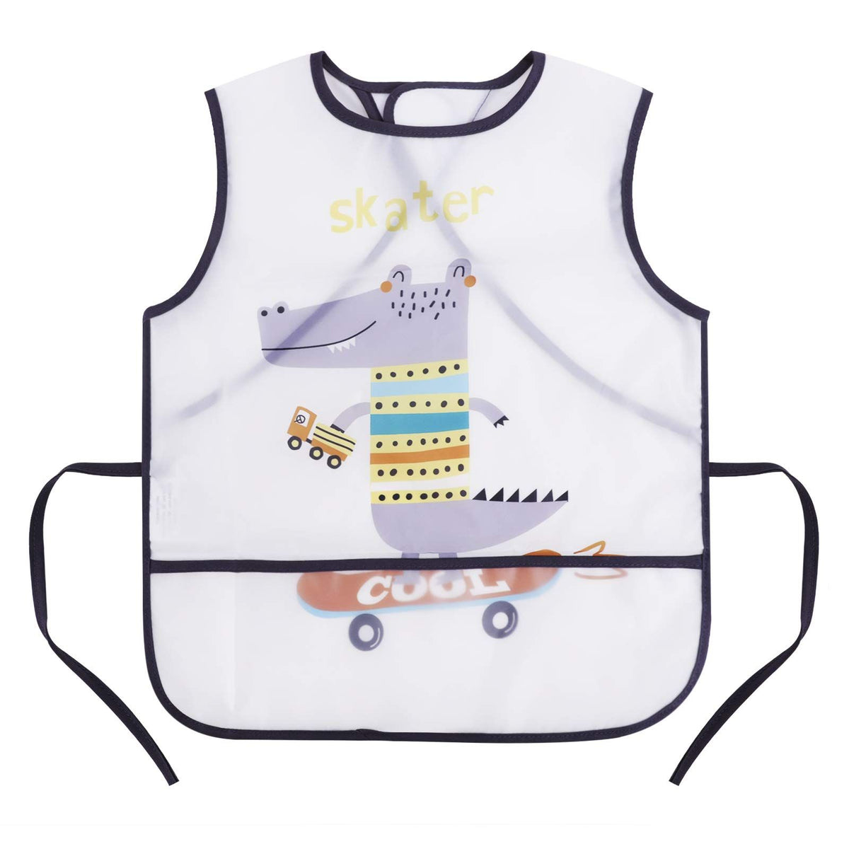 Baby Printed Bib Sleeveless Waterproof Feeding Bib Breathable Apron Bib Baby Painting Apron Bib for Infant 2 to 3 Years Old