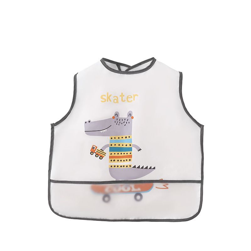 Baby Printed Bib Sleeveless Waterproof Feeding Bib Breathable Apron Bib Baby Painting Apron Bib for Infant 2 to 3 Years Old