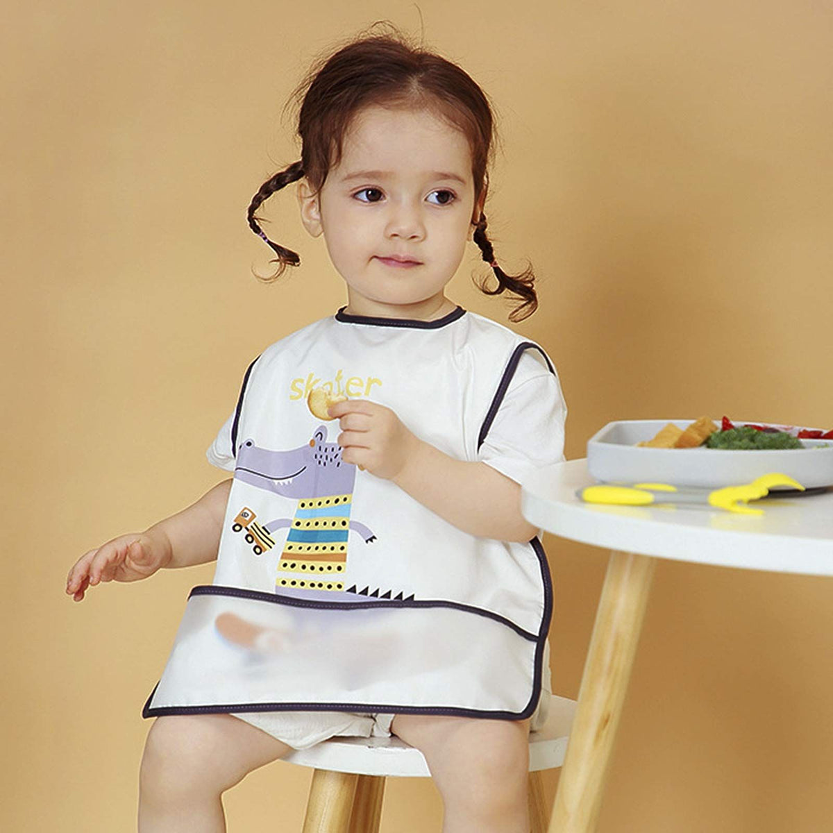 Baby Printed Bib Sleeveless Waterproof Feeding Bib Breathable Apron Bib Baby Painting Apron Bib for Infant 2 to 3 Years Old