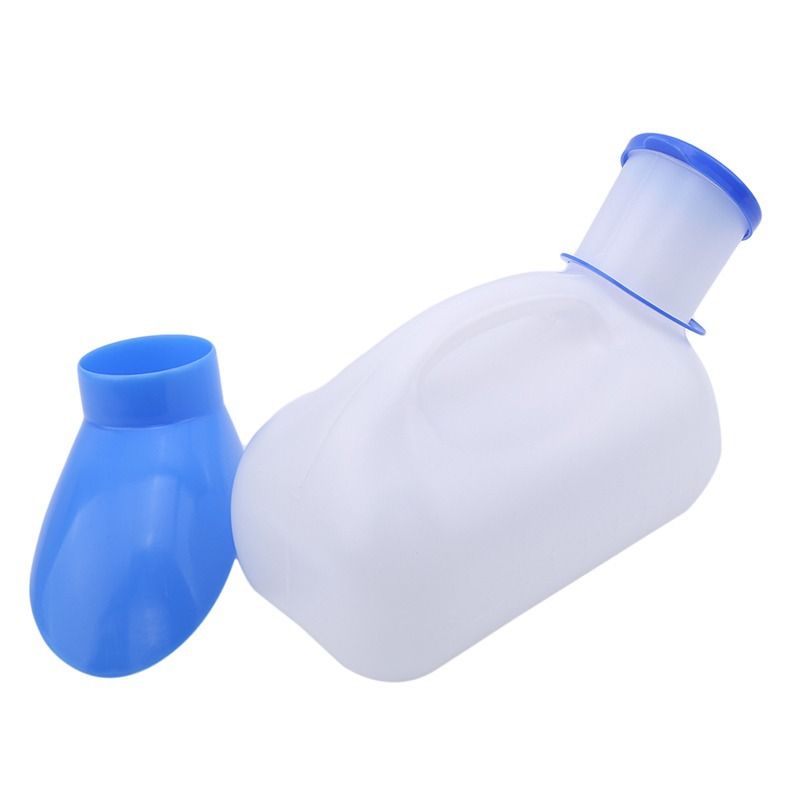 Unisex Spill Proof Urinal for Men and Women with Screw Lid Urinal Funnel for Travel Outdoor White+Blue