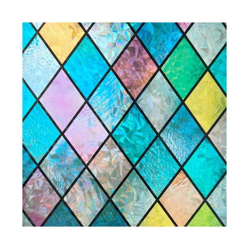 Colorful Stained Glass Window Film, Rainbow Door Privacy Films Static Cling Window Tint Decorative Window Decal Anti UV for Home