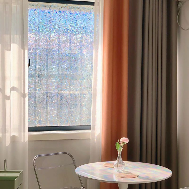 Volcanics Window Privacy Film Static Clings Vinyl 3D Decals, Stickers Rainbow Film for Glass Door Heat Control Anti UV