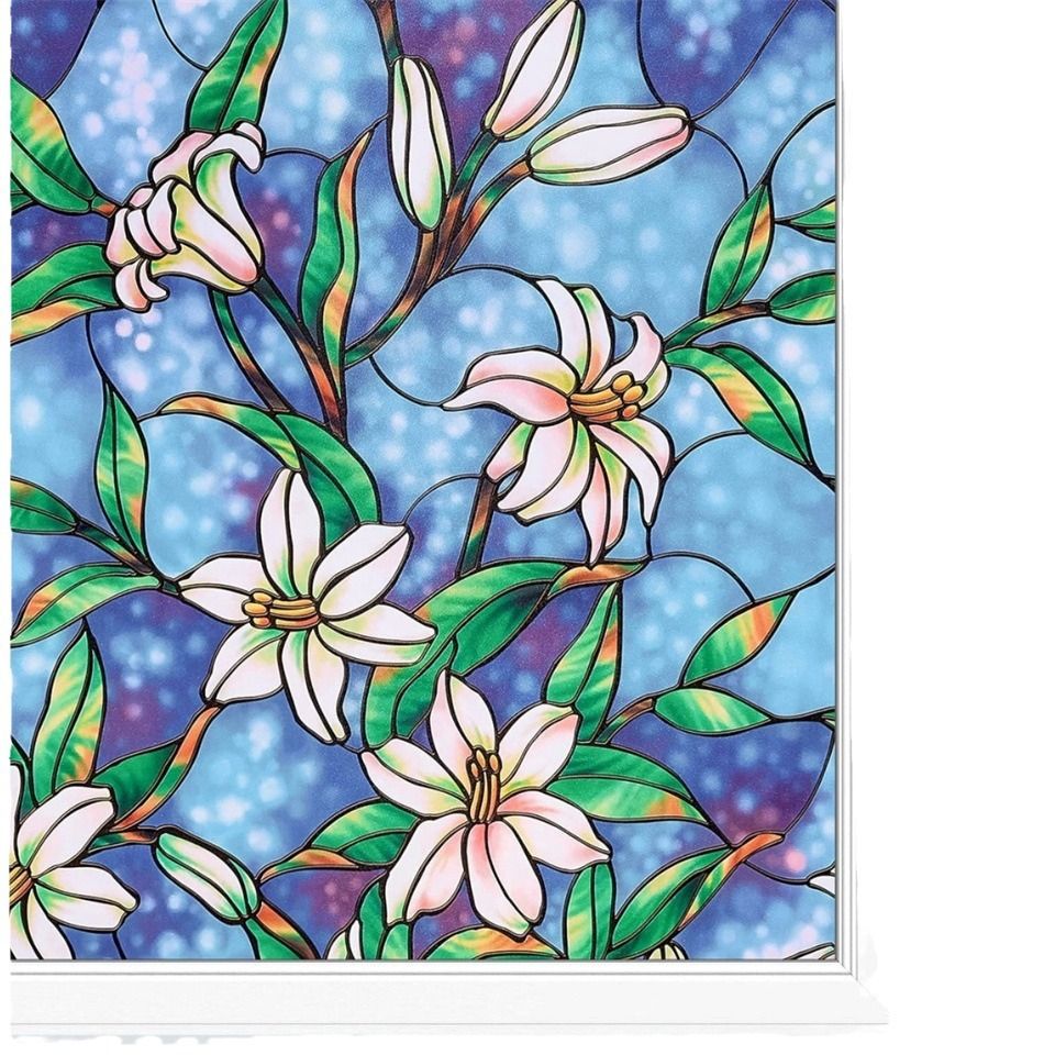 Window Film Stained Glass Decorative Static Cling Glass Film Non-Adhesive Frosted Window Tint for Home 30cm*100cm
