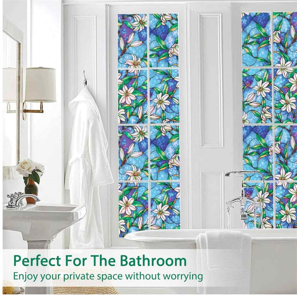Window Film Stained Glass Decorative Static Cling Glass Film Non-Adhesive Frosted Window Tint for Home 30cm*100cm
