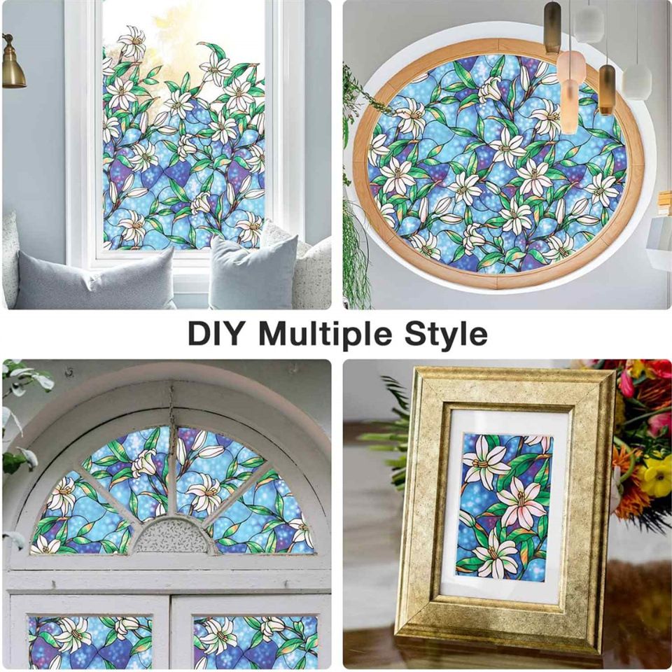 Window Film Stained Glass Decorative Static Cling Glass Film Non-Adhesive Frosted Window Tint for Home 30cm*100cm