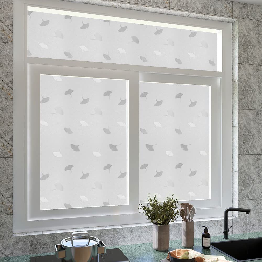 Window Film, Privacy Frosted Window Sticker, Vinyl Decorative Window Decals, Static Cling Glass Film Non-Adhesive