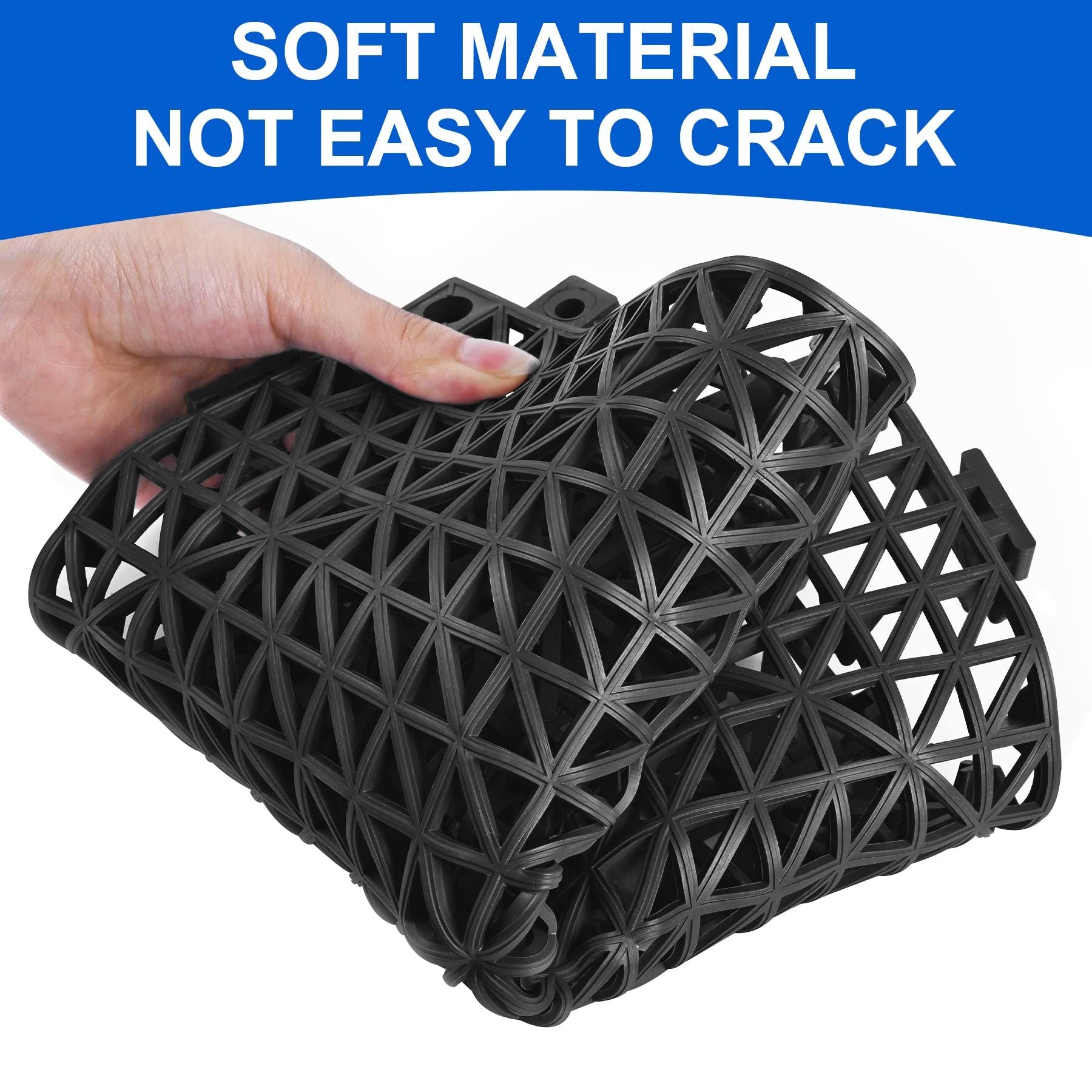 Modular Interlocking Cushion 6 Pack 11.8" x 11.8" Rubber Floor Tiles Non-Slip Splicing Drainage Mats for Outdoor Shower, (Black)