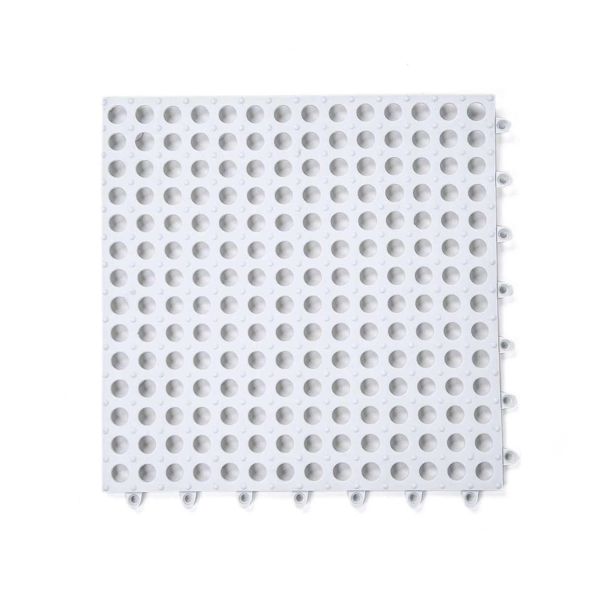 6 Pack Rubber Floor Tiles Non-Slip Pool Mat Splicing Shower Mat Outdoor Cushion Mat for Bathroom, Deck, Drain, Pool, Patio, White