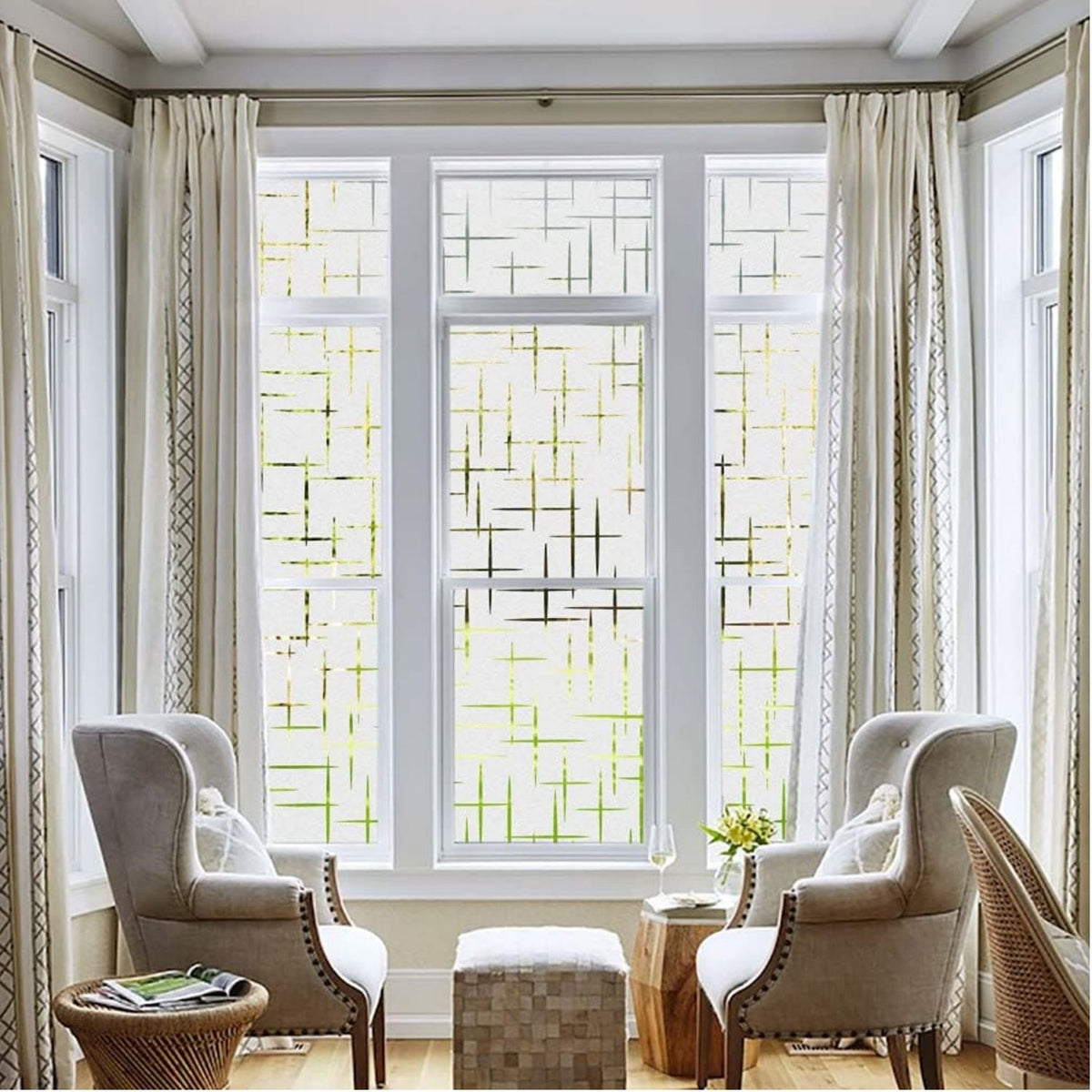 Frosted Window Privacy Film,Window Cling Privacy Film, Decorative Glass Static Cling Non-Adhesive Vinyl Removable for Home Office