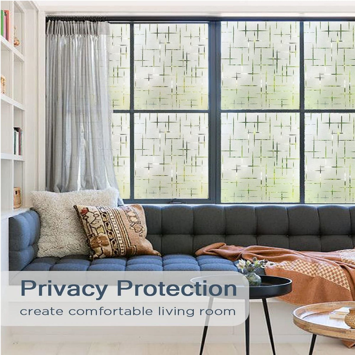 Frosted Window Privacy Film,Window Cling Privacy Film, Decorative Glass Static Cling Non-Adhesive Vinyl Removable for Home Office
