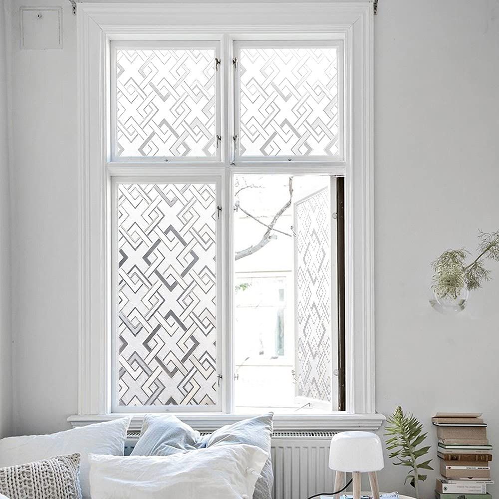 Film Frosted Glass Window Film, Static Cling Door Decorative Film, Opaque Glass Stickers Non-Adhesive UV Blocking Coverings