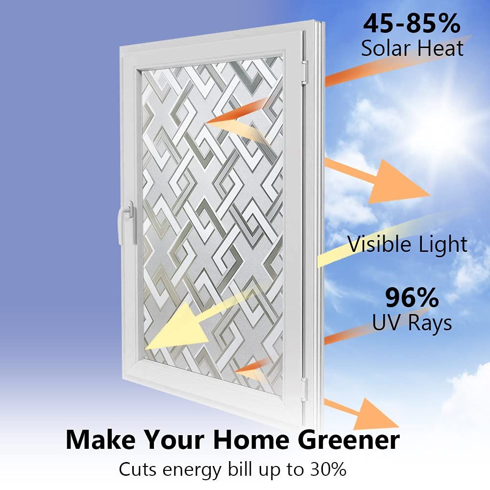 Film Frosted Glass Window Film, Static Cling Door Decorative Film, Opaque Glass Stickers Non-Adhesive UV Blocking Coverings