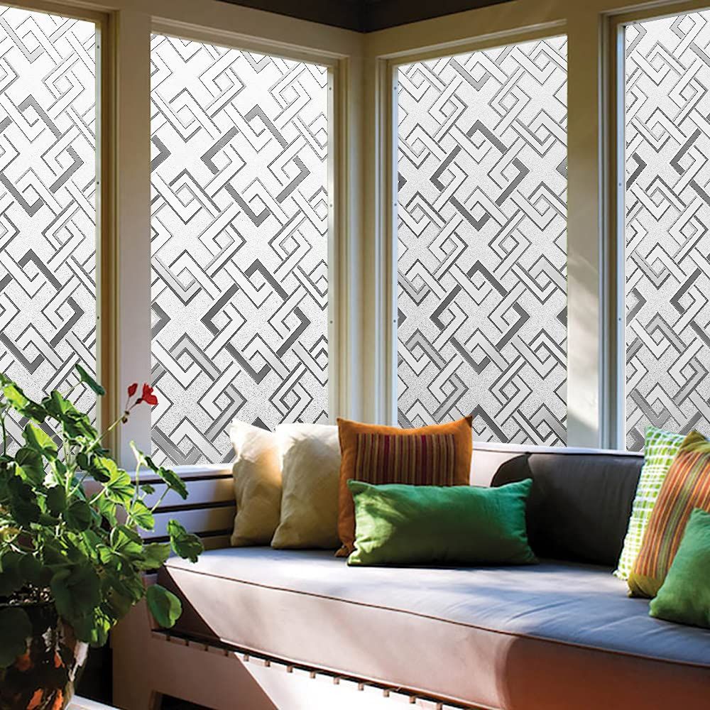 Film Frosted Glass Window Film, Static Cling Door Decorative Film, Opaque Glass Stickers Non-Adhesive UV Blocking Coverings