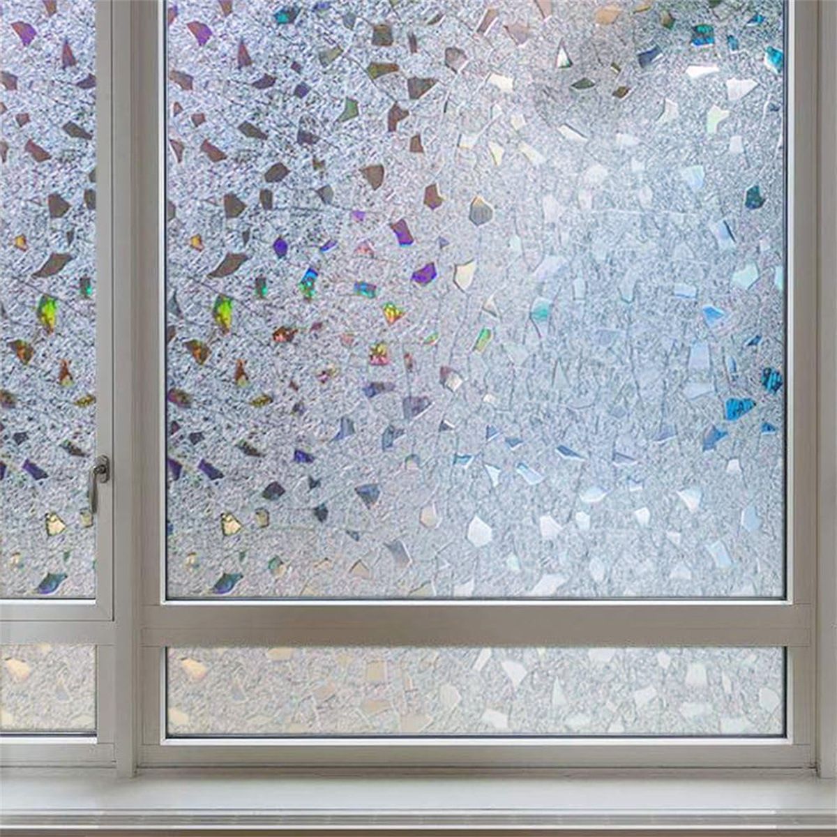 Window Privacy Film,Stained Glass Frosted Window Film,Decorative 3D Vinyl Cling Window Decals, Static Cling Window Sticker