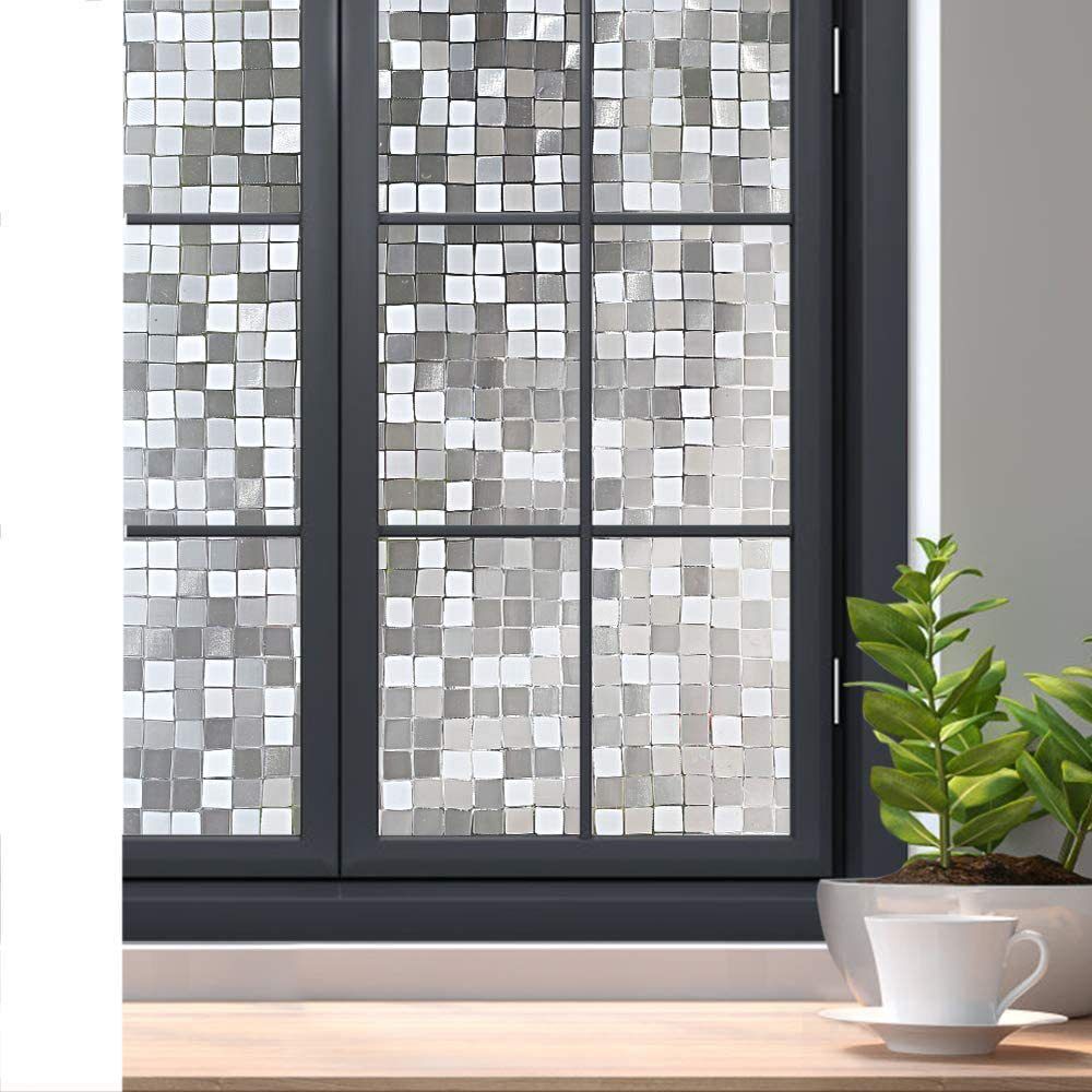Window Privacy Film 3D Decorative Stained Glass Window Film Non-Adhesive Removable Window Sticker Static Cling Window Vinyl