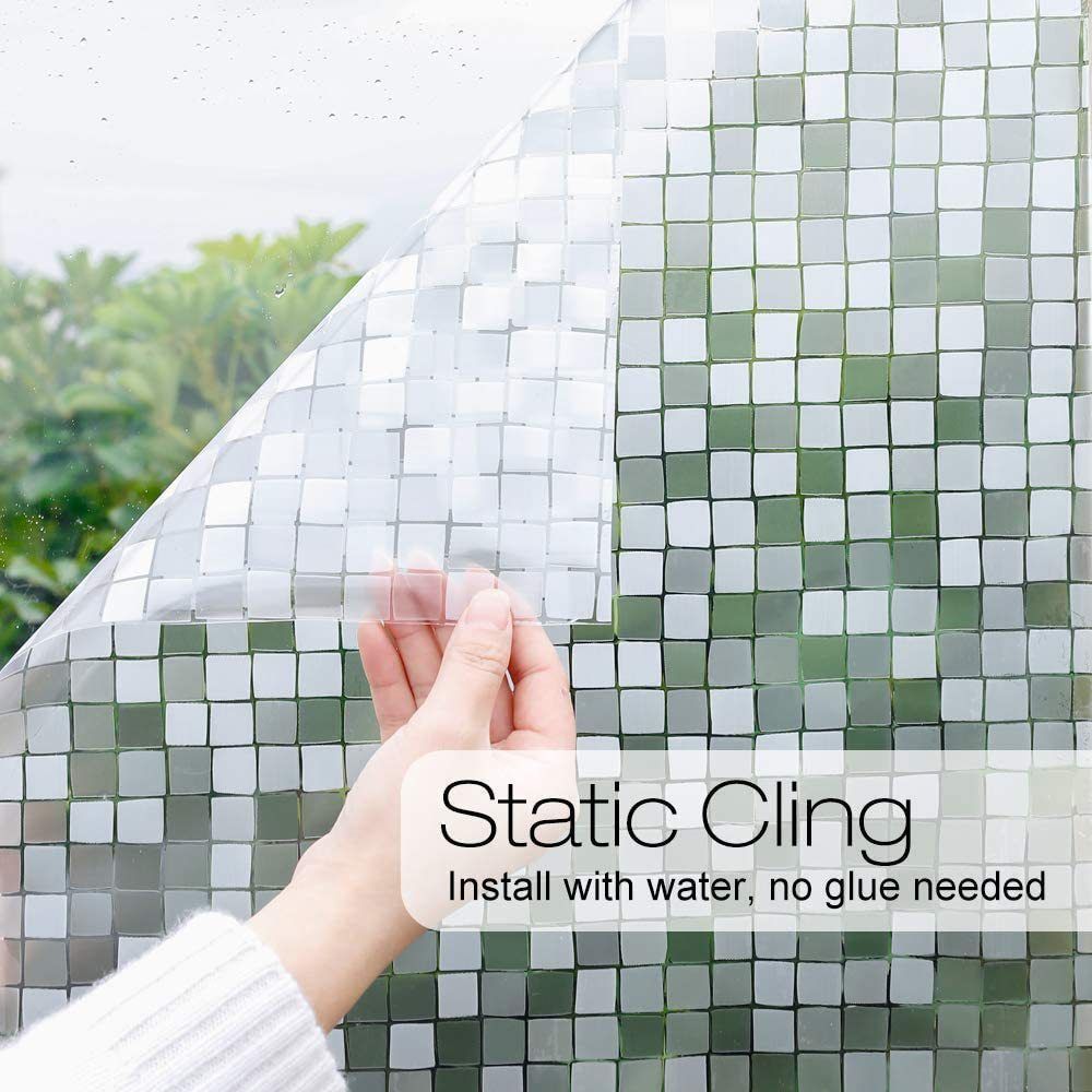 Window Privacy Film 3D Decorative Stained Glass Window Film Non-Adhesive Removable Window Sticker Static Cling Window Vinyl