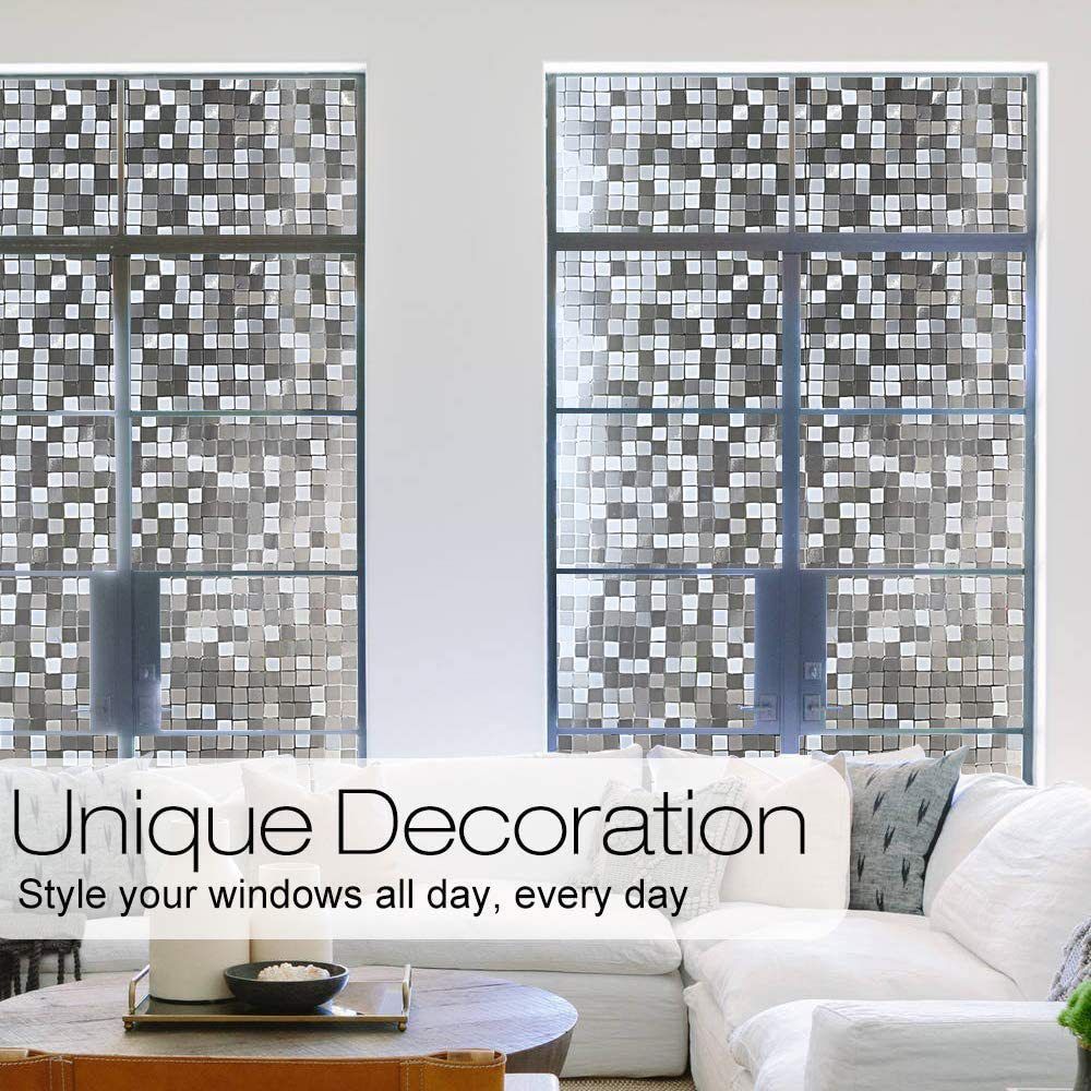 Window Privacy Film 3D Decorative Stained Glass Window Film Non-Adhesive Removable Window Sticker Static Cling Window Vinyl
