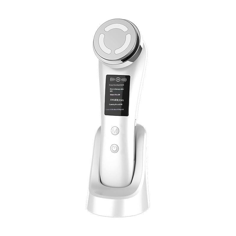 Facial Massage Cleaning Household Color Light Beauty Instrument Micro-Current, Power Supply USB Charging, Five Modes White English