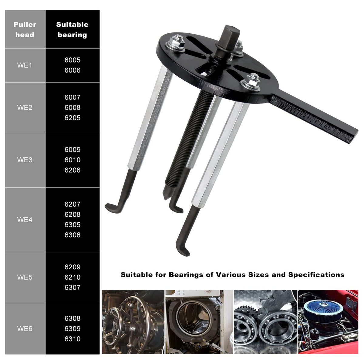 21in1Bearing Disassembly Puller Inner Hole Puller Removal Tool Three-jaw Puller Set 3 Jaw Removal Tool for Bearing Removal