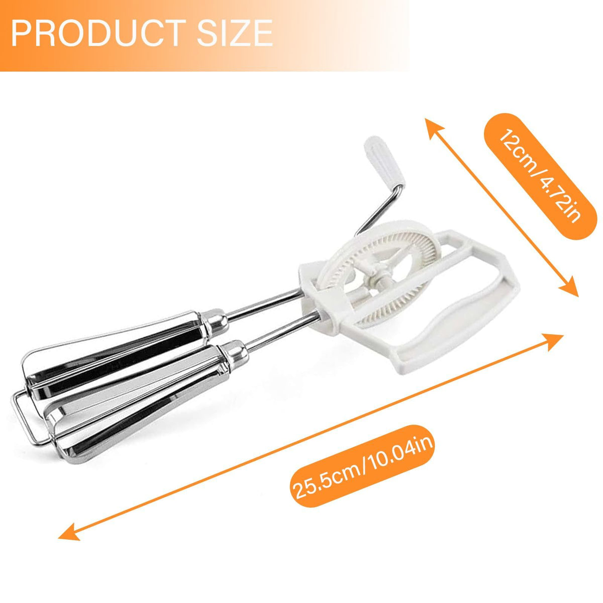 Kitchen Egg Beater, Egg Whisk Stainless Steel Rotary Manual Egg Beater Hand Beater for Mixing Whipping Beating