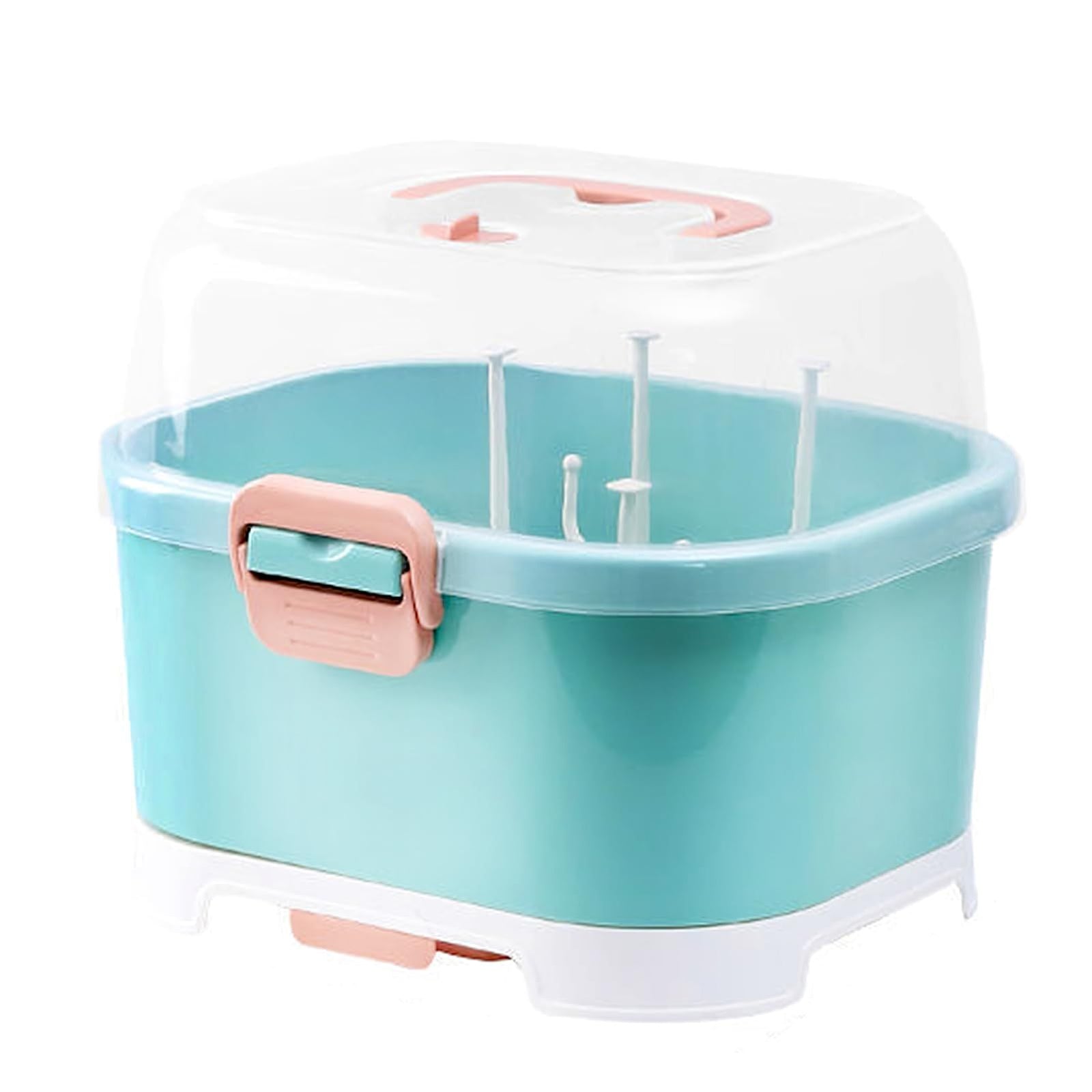 Baby Bottle Holder, Portable Large Capacity Toddler Bottles Storage Box with Lid Cover Anti-Dust Protection and Cutlery Storage
