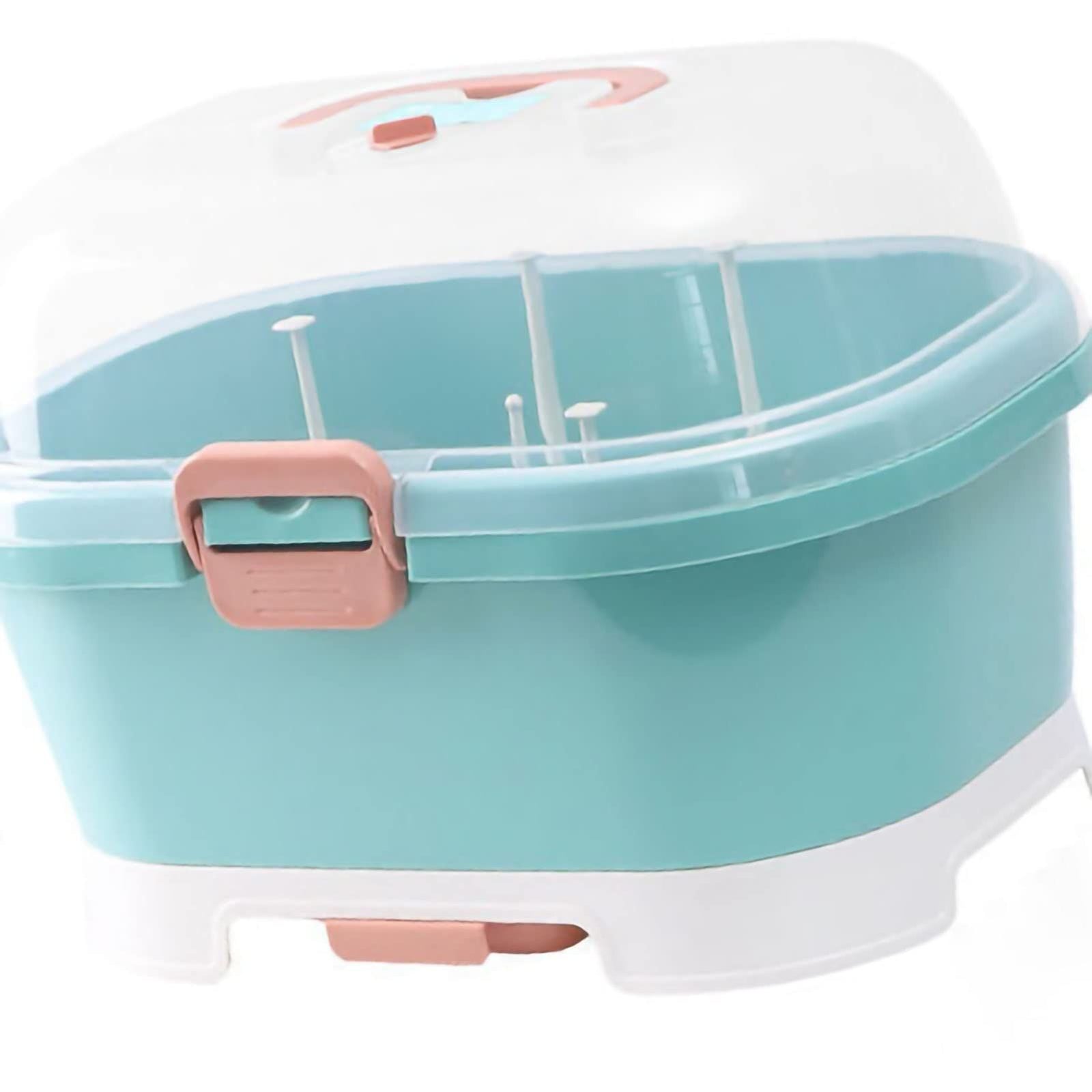 Baby Bottle Holder, Portable Large Capacity Toddler Bottles Storage Box with Lid Cover Anti-Dust Protection and Cutlery Storage