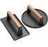 Round & Rectangle Heavy-Duty Cast Iron Smash Meat Steak With Wood Handle for chef  Griddle Grills (Round & Rectangle)