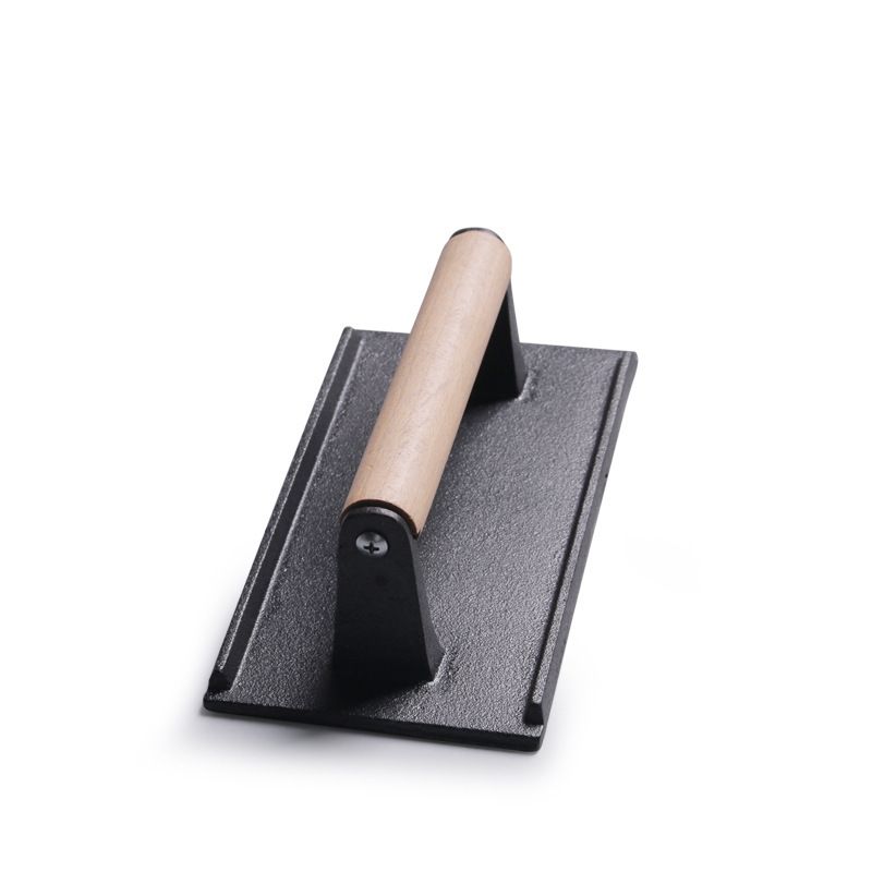 Round & Rectangle Heavy-Duty Cast Iron Smash Meat Steak With Wood Handle for chef  Griddle Grills (Round & Rectangle)