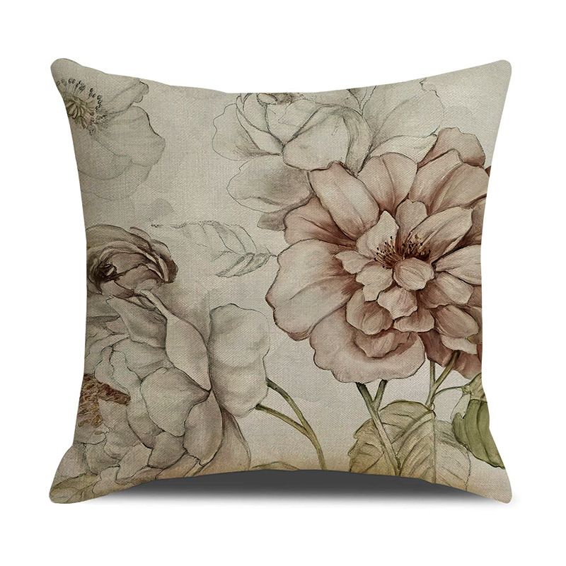 Set of 4 Waterproof Throw Pillow Covers 18x18 Inches, Vintage Flowers Pattern Decorative Cushion Covers
