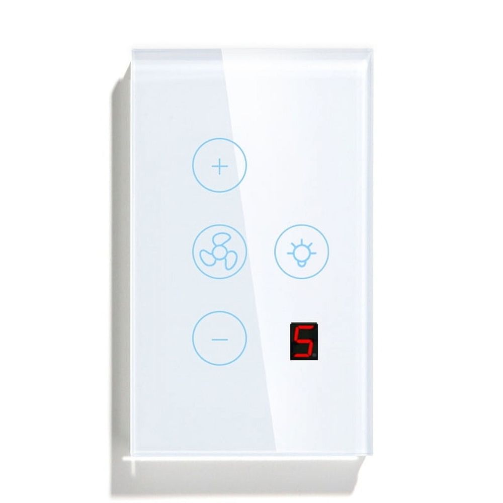 Tuya Zigbee Smart Fan Light Switch US Network Connection APP Control / Assistant Voice Control White