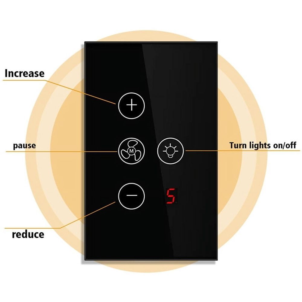 Tuya Zigbee Smart Fan Light Switch US Network Connection APP Control / Assistant Voice Control White