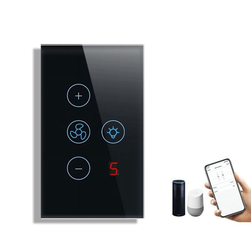 Tuya Zigbee Smart Fan Light Switch US Network Connection APP Control / Assistant Voice Control White