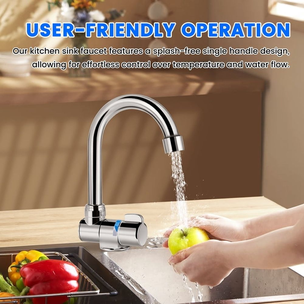 Foldable RV Faucet Universal for Car Caravan RV 360° Rotation Cold & Hot Water Mixer Water Tap,1/2