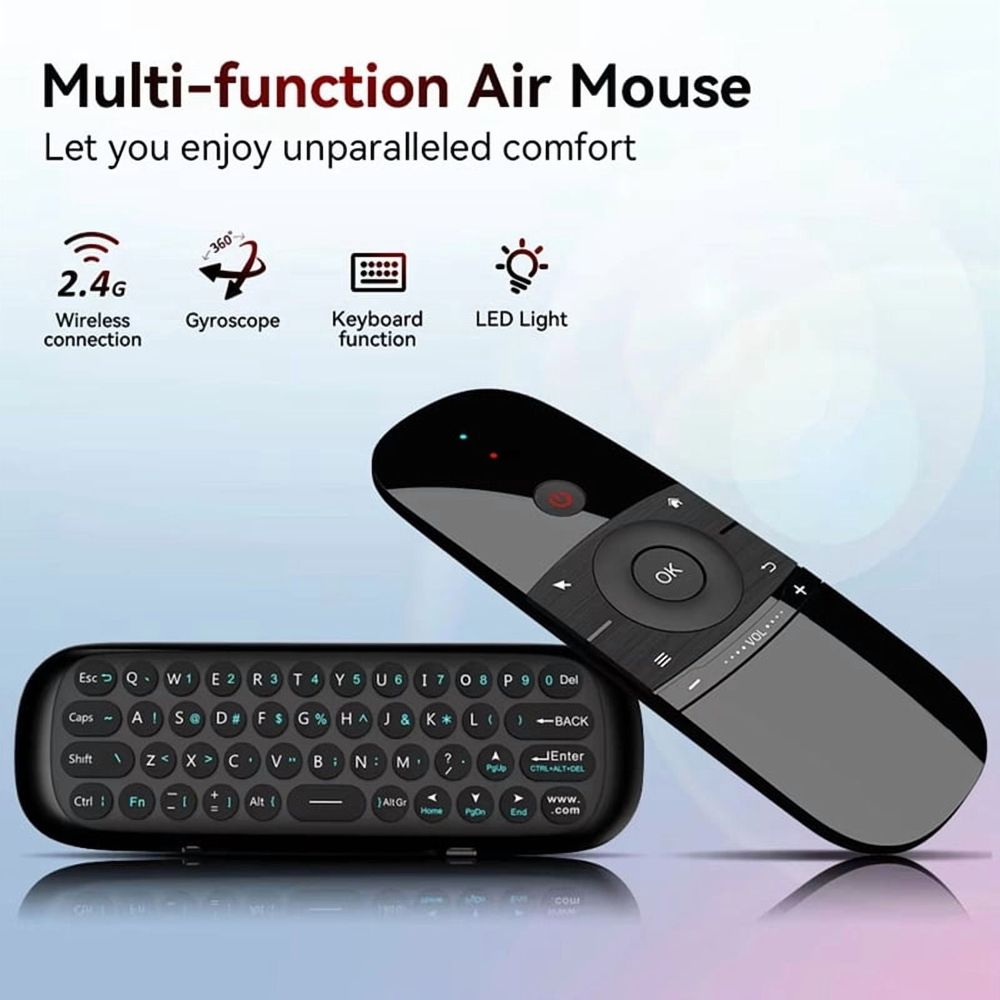 W1 Air Mouse 2.4G Wireless Keyboard Remote Control IR Remote Learning 6- Motion Sense for Smart TV Android PC