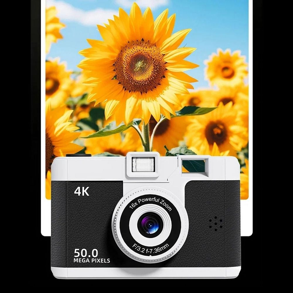 4K Retro Digital Camera with WIFI Wireless Transmission 16x Digital Zoom Video Instant Thermal Camera with Flash&Filt,A