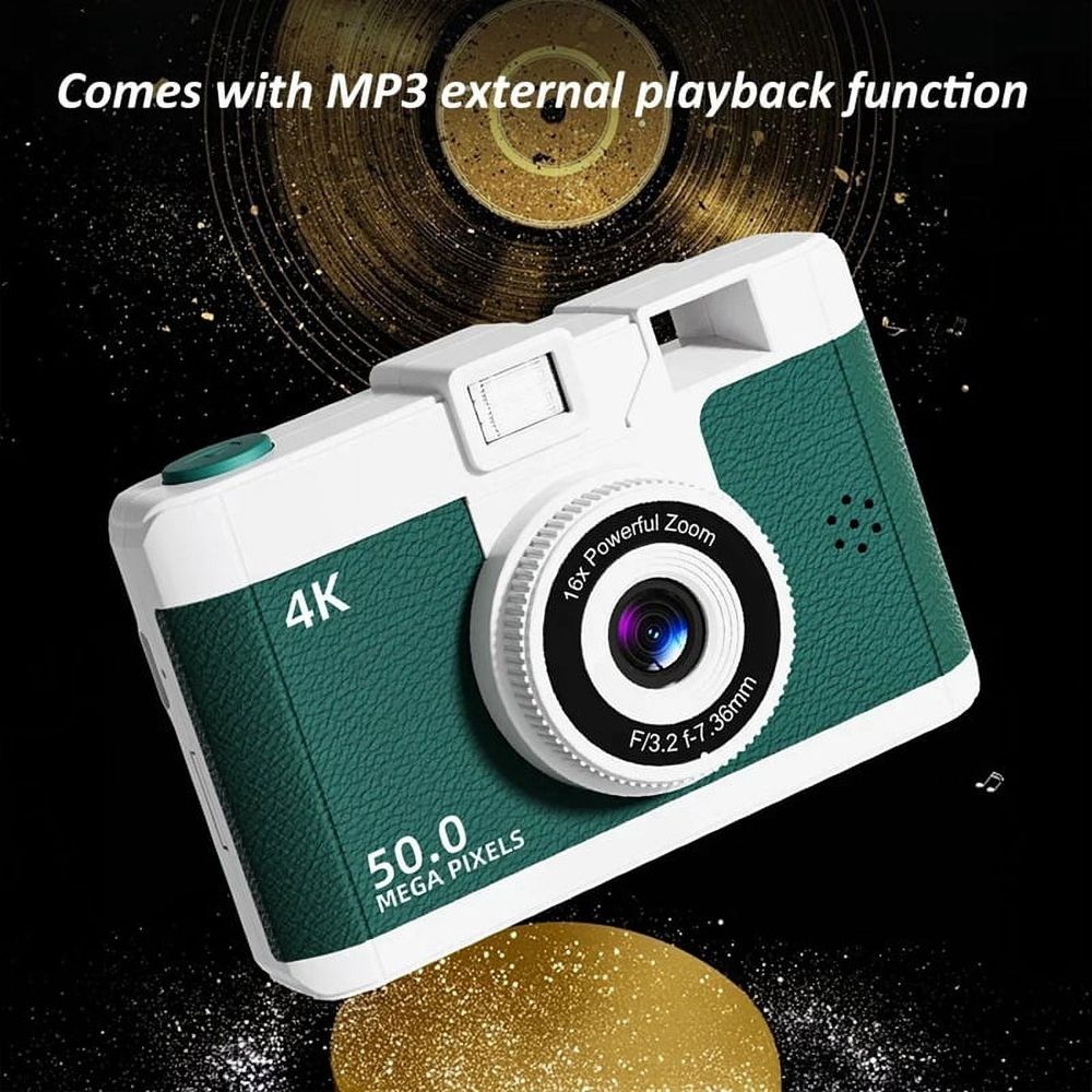 4K Retro Digital Camera with WIFI Wireless Transmission 16x Digital Zoom Video Instant Thermal Camera with Flash&Filt,A
