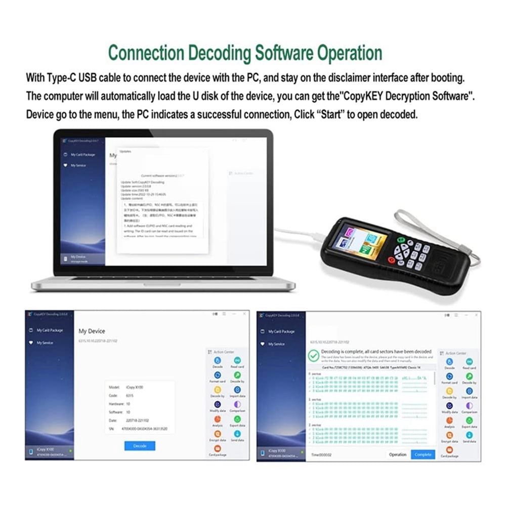 X100 RFID NFC Smart Card Reader Writer+5 X UID Duplicator ID IC Programmer Encrypted Key Copier