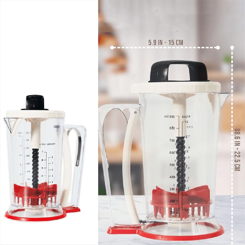 Batter Mixer and Dispenser -Pancake Batter Dispenser - Pancake Dispenser - Batter Dispenser with Squeeze Handle - 900Ml