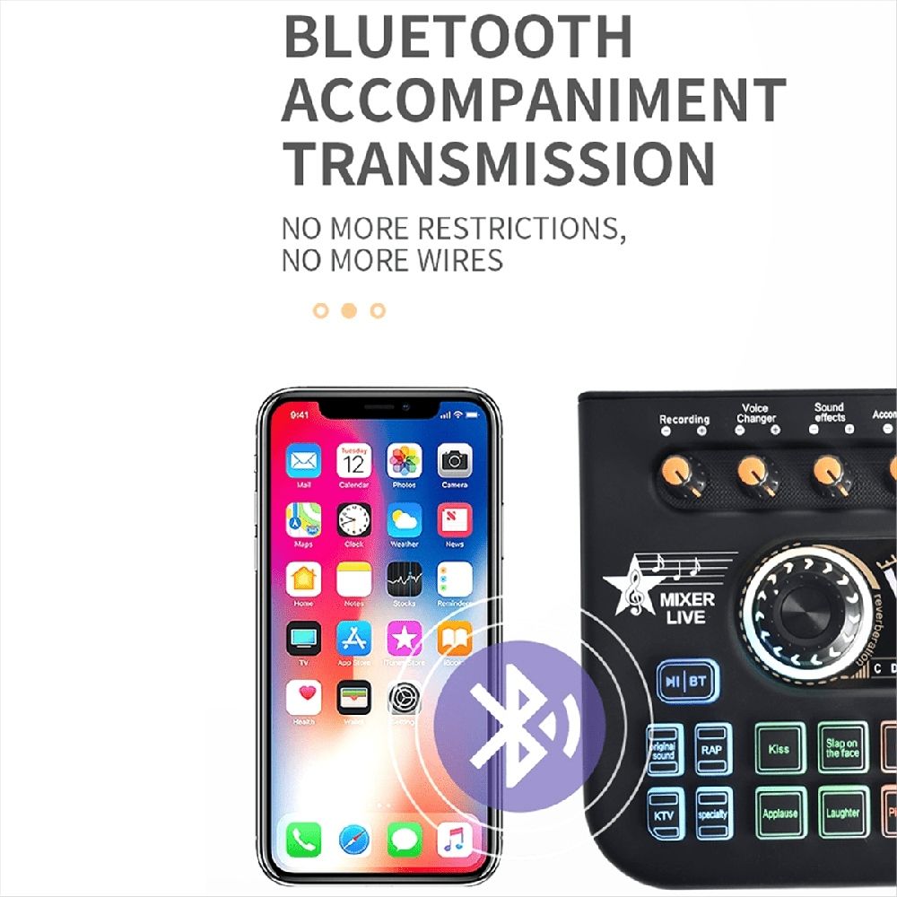 X3 Live Voice Mixer Audio Interface Console Live Microphone Sound Card for Recording Streaming Smartphone Black