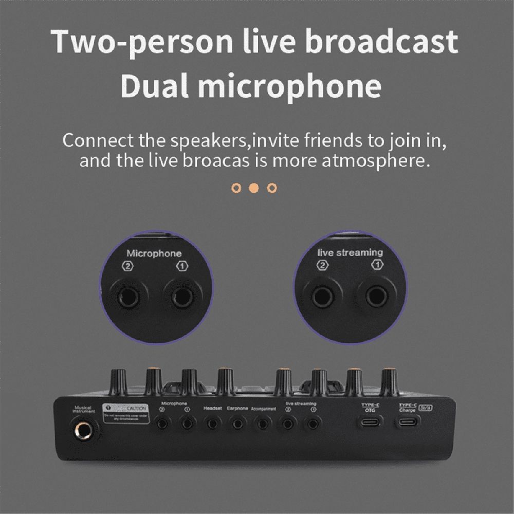 X3 Live Voice Mixer Audio Interface Console Live Microphone Sound Card for Recording Streaming Smartphone Black
