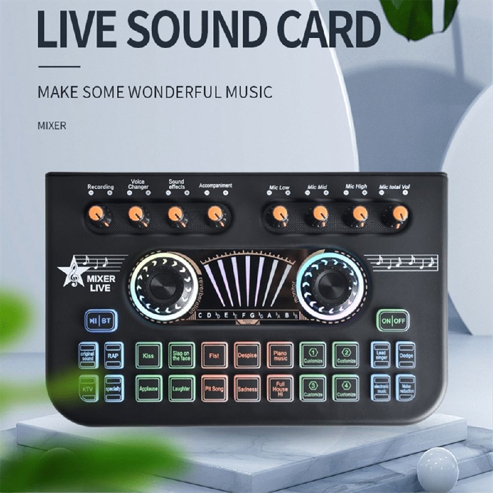 X3 Live Voice Mixer Audio Interface Console Live Microphone Sound Card for Recording Streaming Smartphone Black
