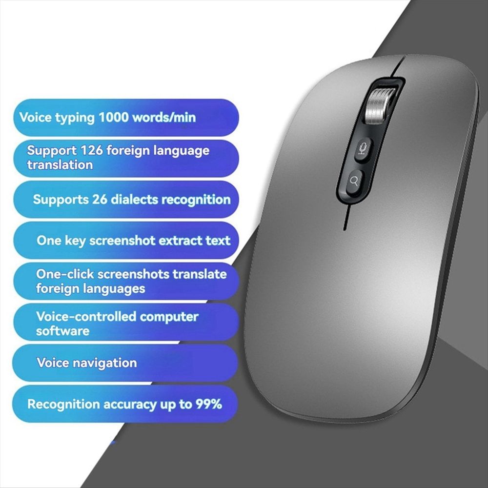 AI Smart Voice Mouse Voice to Text Mouse Rechargeable 2.4G Wireless Bluetooth Mouse Voice Input Mouse for Laptops,A