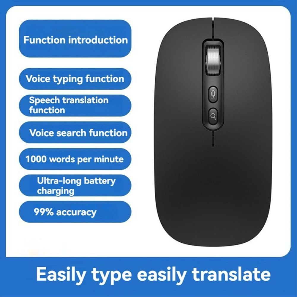 AI Smart Voice Mouse Voice to Text Mouse Rechargeable 2.4G Wireless Bluetooth Mouse Voice Input Mouse for Laptops,A