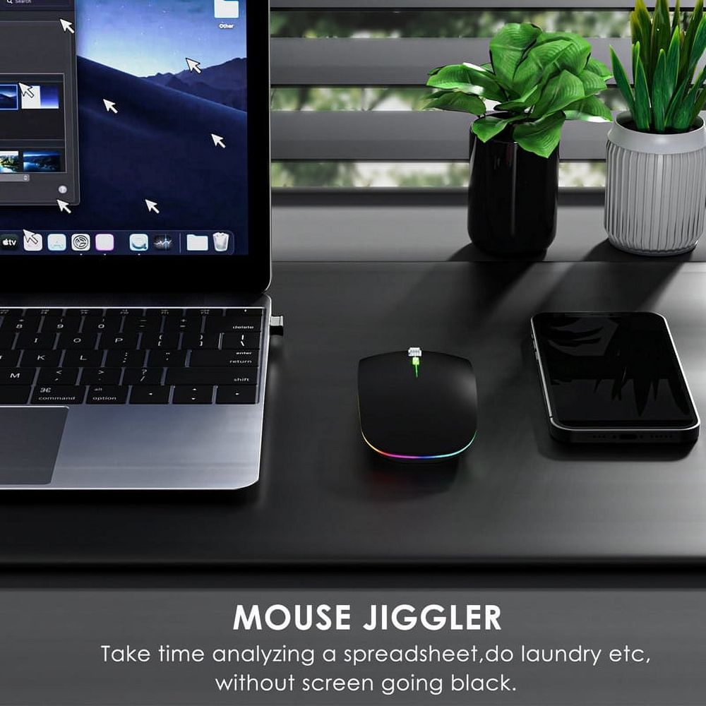 Jiggler Anti-Hibernate Optical Wireless Mouse, Matte Black