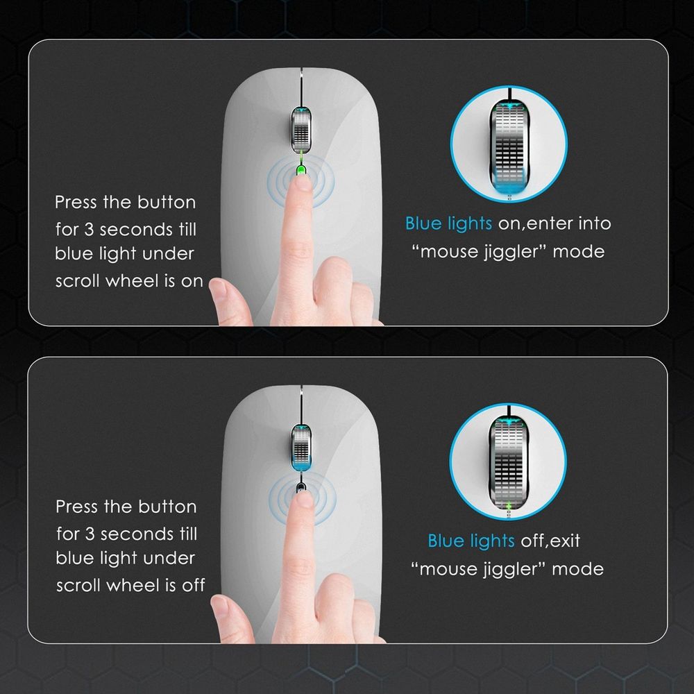 Jiggler Anti-Hibernate Optical Wireless Mouse, Matte Black