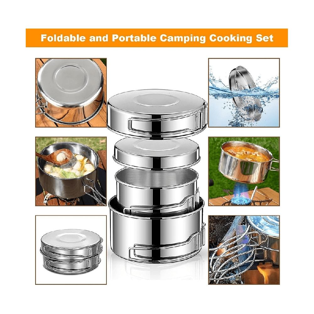 11 Piece Stainless Steel Camping Mess Kit