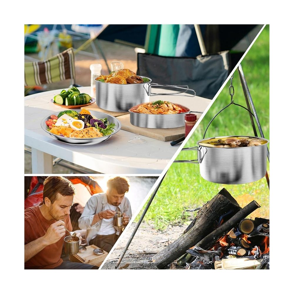 11 Piece Stainless Steel Camping Mess Kit