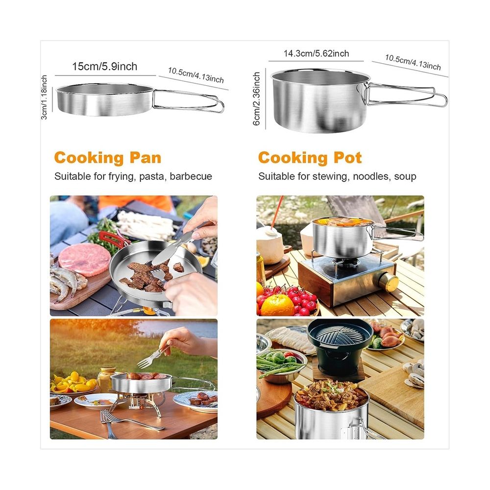 11 Piece Stainless Steel Camping Mess Kit