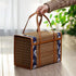 Picnic Woven Basket Wicker Storage Bag Handle Folded Fruit Shopping Food Handle Rattan Grass Fo 4475