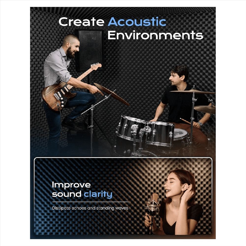 24 Pack Self Adhesive Egg Crate Sound Proof Foam Panels 1x12x12Inch, Acoustic Foam for Home and Studios